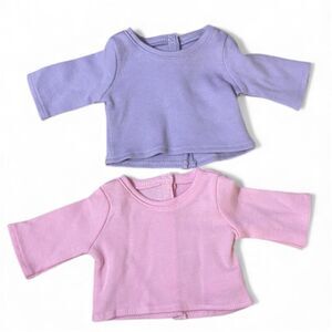 American Girl Doll Set of 2 Long Sleeve Tops - Purple and Pink